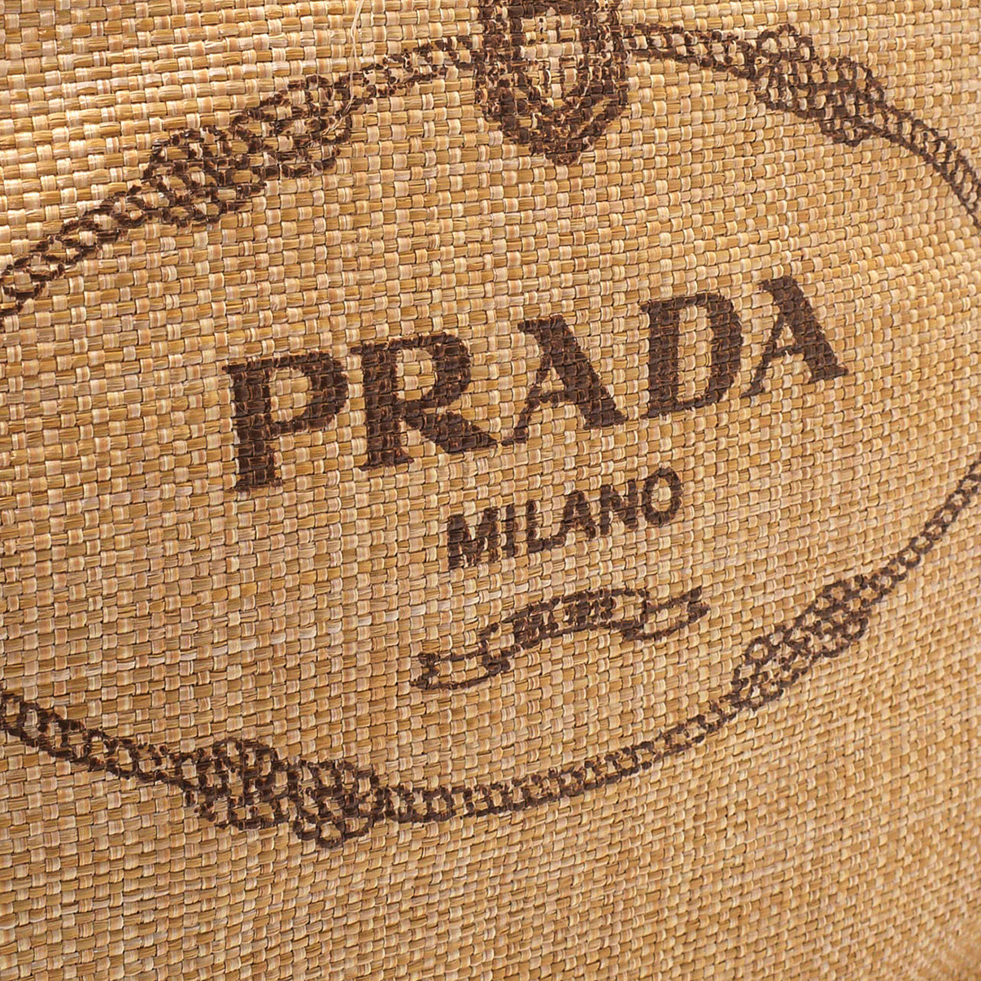 Prada - Beige Wicker Logo Tote Bag